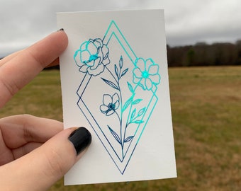 Wildflower Decal, Flower Decal, Holographic Flower Decal, Holographic Wildflower Decal, Holographic Decal, Cup Decal, Car Decal