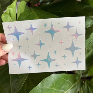 Holographic Sparkle Star Decal Sheet, Holo Vinyl Stickers