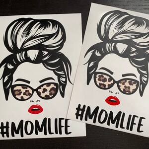 Messy bun #MOMLIFE decal, #MOMLIFE Leopard Sunglasses-decals