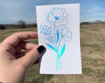 Holographic Wildflower Decal | Floral Vinyl Sticker for Cup, Car, Laptop