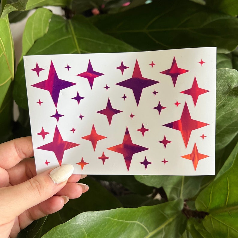Patterned Stars Sticker Holographic Sparkle Stars Decal Sheet, Holo Vinyl Stickers - Etsy