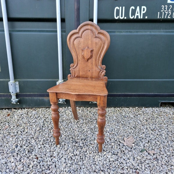 Charming Oak Victorian Hallway Chair With Turned Legs Primitive Rustic Décor Accent Chair Farmhouse Country Cottage Gothic Décor Cottagecore