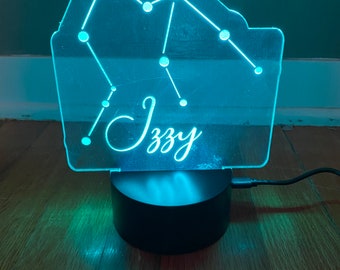 Astrology sign custom engraved nightlight