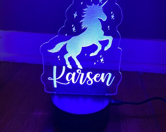 Custom engraved acrylic unicorn nightlight