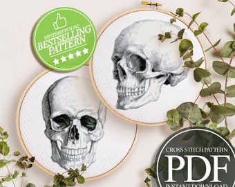 Anatomical Skull Cross Stitch Pattern, Modern Science (PDF)