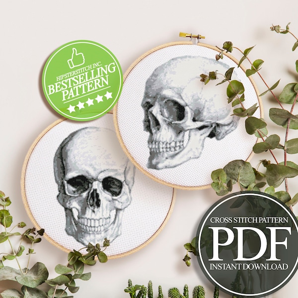 Anatomical Skull Cross Stitch Pattern, Modern Science (PDF)