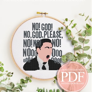 The Office Cross Stitch Pattern, No God No The Office, Michael Scott Cross Stitch, Dwight Schrute Cross Stitch, Instant Download PDF