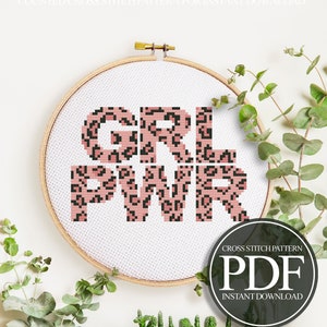 Girl Power Cross Stitch Pattern, Girl Power Cross Stitch, Feminist Cross Stitch Pattern, Feminism Cross Stitch, Tiger Cross Stitch