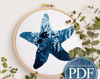 Starfish Cross Stitch Pattern, Ocean Cross Stitch Pattern, Sea Cross Stitch Pattern, Modern Cross Stitch Pattern PDF, Easy Cross Stitch