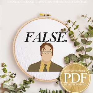 Dwight Schrute Cross Stitch Pattern PDF, The Office Cross Stitch Pattern, Michael Scott Cross Stitch Pattern, Dwight Cross Stitch Pattern