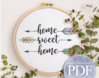 Home Sweet Home kruissteekpatroon, pijlen, citaat (pdf-patroon)
