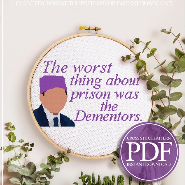 Prison Mike Cross Stitch Pattern PDF, The Office Cross Stitch Pattern, The Worst Thing About Prison Was The Dementors, Michael Scott Cross