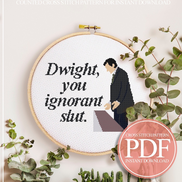 The Office Cross Stitch Pattern, Michael Scott Cross Stitch, Dwight Schrute Cross Stitch, Dwight You Ignorant Slut, Instant Download PDF