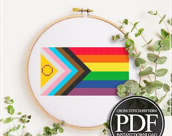 Progress Pride Flag Cross Stitch Pattern (PDF Pattern)
