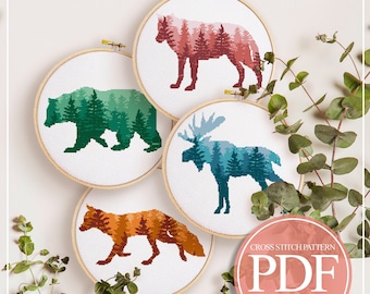 Woodland Animals Cross Stitch Pattern Set (PDF)