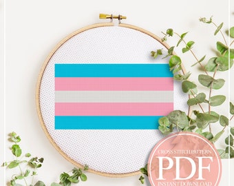 Trans Pride Flag Cross Stitch Pattern (PDF)