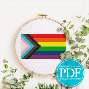 LGBTQ+ Cross Stitch Pattern, Pride Flag Cross Stitch, Gay Cross Stitch, Lesbian Cross Stitch, Queer Cross Stitch, Rainbow Cross Stitch