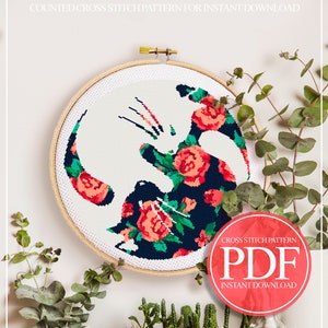 Cross Stitch Pattern Cat, Yin Yang Cross Stitch Pattern, Floral Cross Stitch Pattern, Kitten Cross Stitch, Modern Cross Stitch Pattern