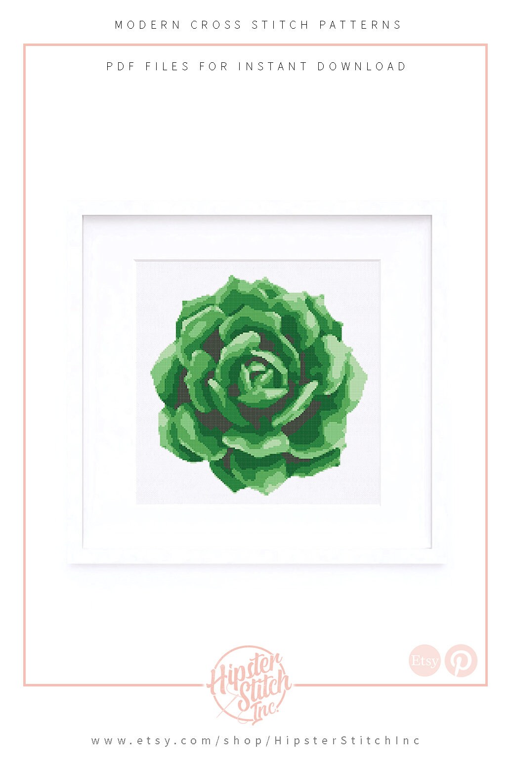 Succulent Cross Stitch Pattern PDF Cactus Cross Stitch Etsy
