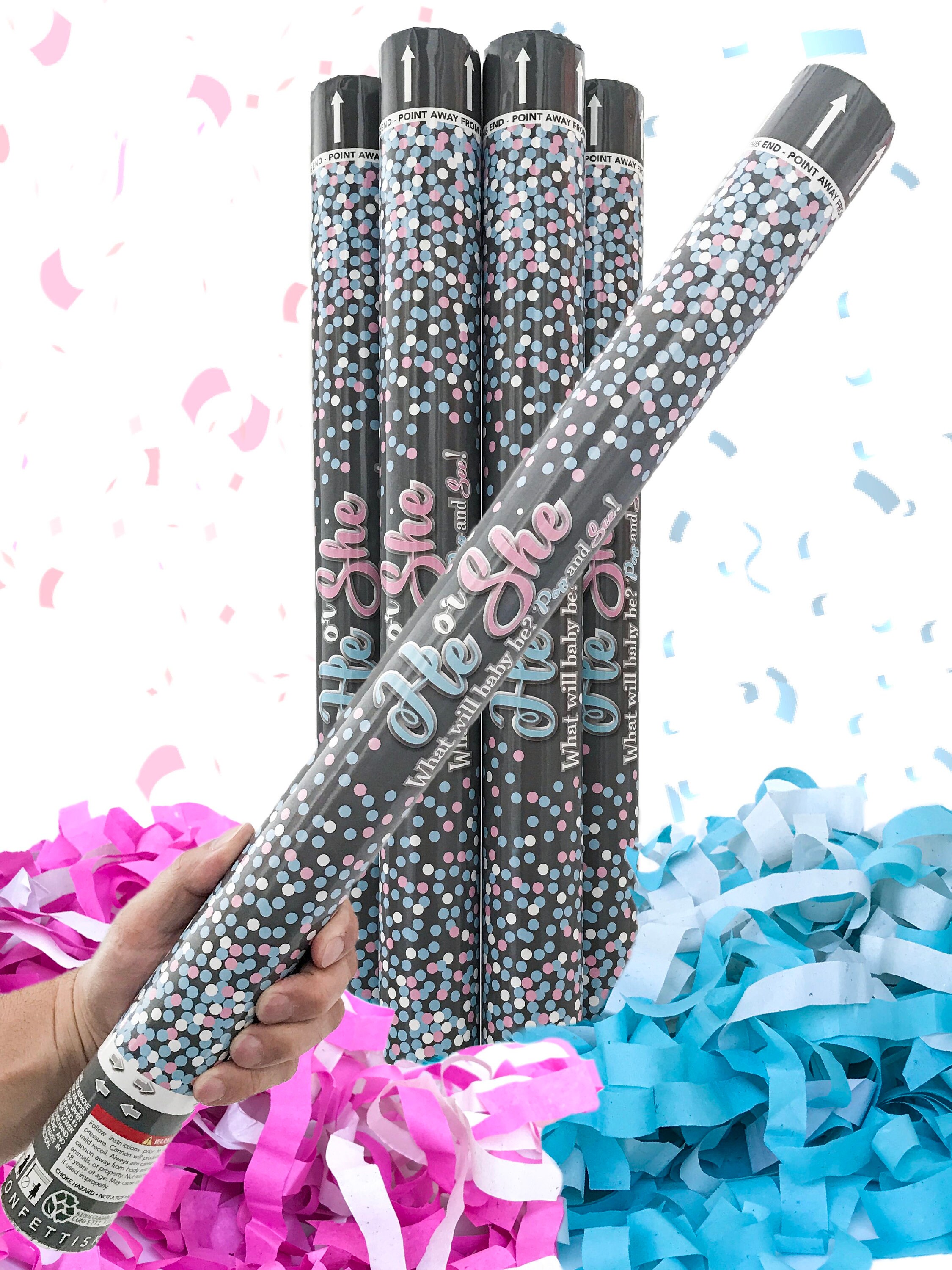 Gender Reveal Confetti w/ Streamer Sky Cannon Pack of 4 2 Etsy