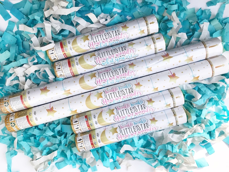 Balloon Alternative Moon /& Star 12 24 Blue Boy Gender Reveal Confetti Cannon Baby Reveal Smoke Alternative Party Idea 6 PACK