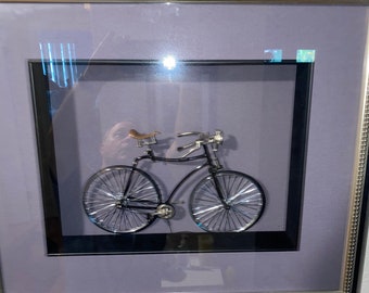 1886 Rover Bicycle Salesman's Sample in Custom Picture Frame Unique Rare