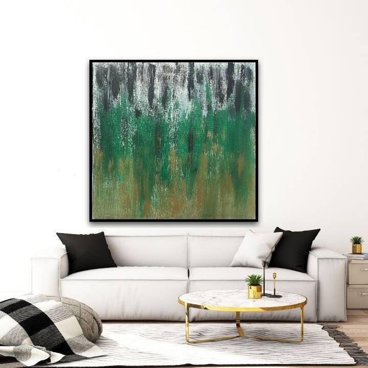 Grüne abstrakte Malerei Wand-Kunst-Dekoration | Etsy