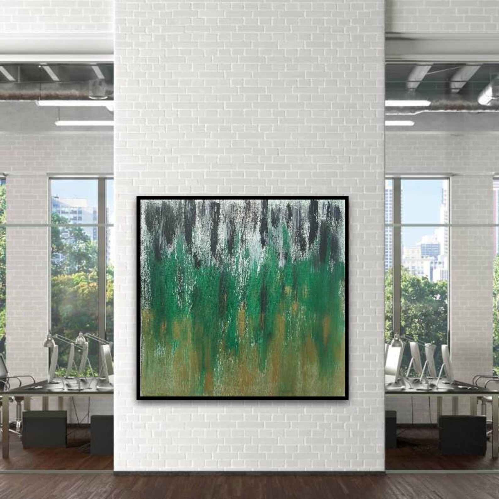 Grüne abstrakte Malerei Wand-Kunst-Dekoration | Etsy