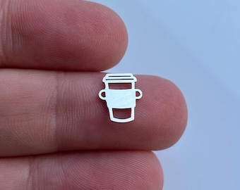 Coffee Cup Connector - * CONNECTOR ONLY *- Sterling Coffee Cup Link for Bracelet or Necklace - Permanent Jewelry Supply