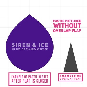 Teardrop pastie SVG/JPEG cut file (design 1) WITH fold over flap (not pictured)