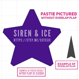 Flat top star pastie SVG/JPEG cut file with overlap flap (not pictured)