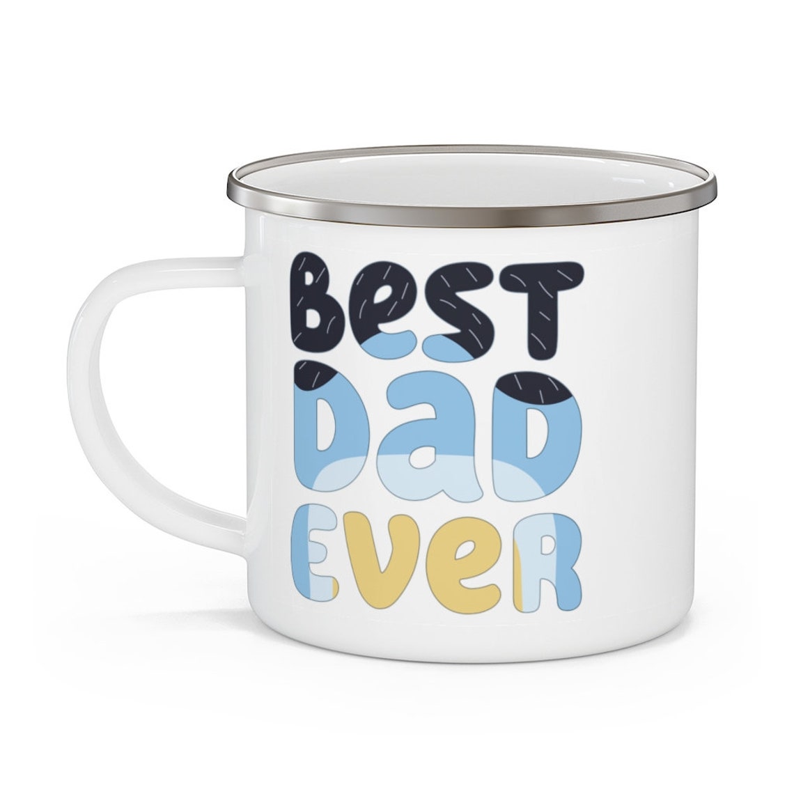 Best Dad Ever Enamel Camp Mug Father's Day Mug Blue Etsy