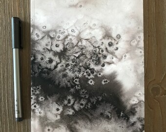 Aquarell Notizbuch, abstraktes Notizbuch, Journal, abstraktes Journal, Schwarzweiss-Tagebuch, Notizbuch, liniertes Notizbuch