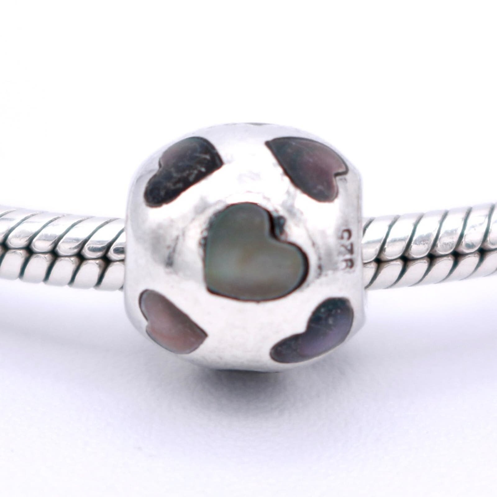 新品　PANDORA Mum & Love ムラノチャーム Authentic PANDORA Love Me Black Mother of Pearl Charm