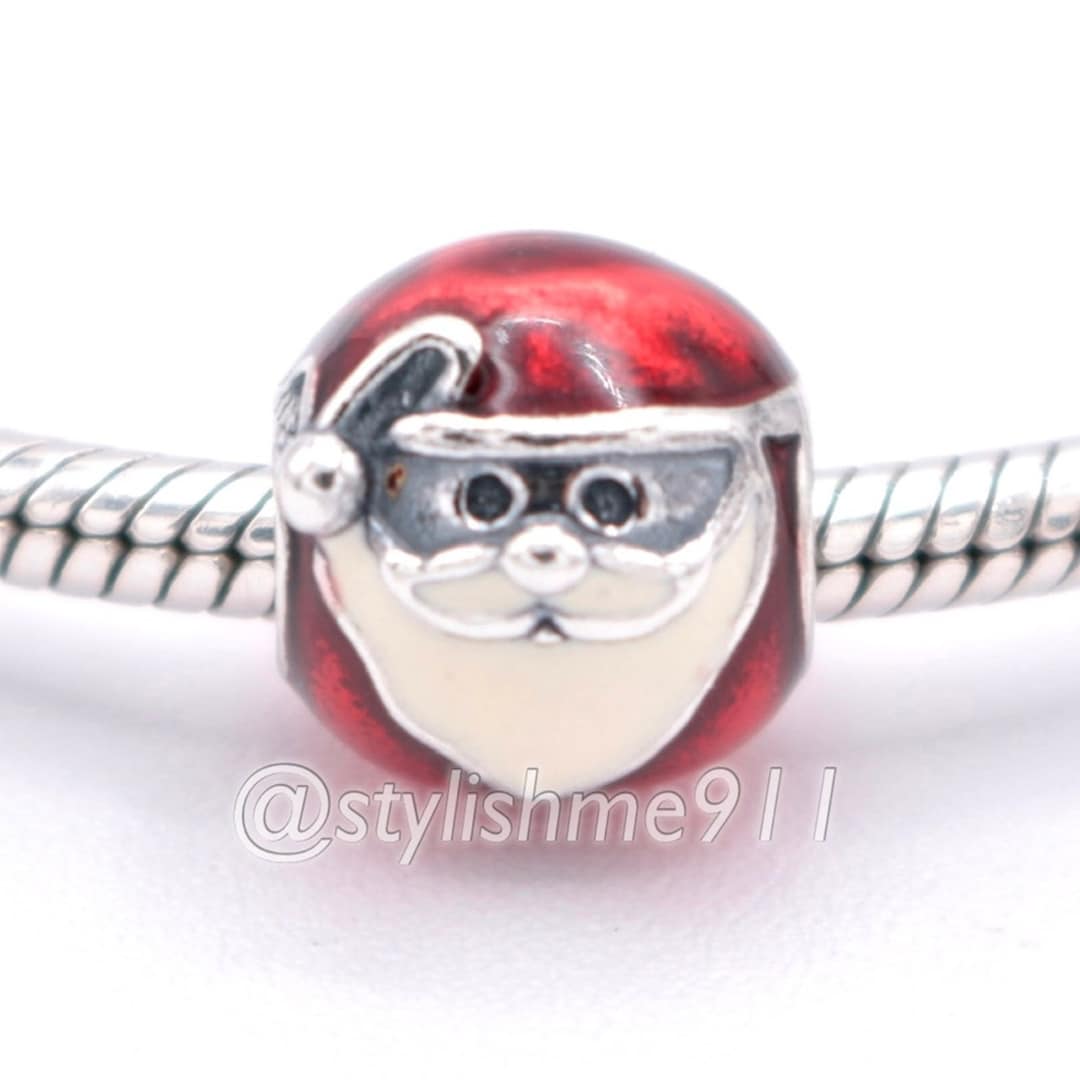 Authentic PANDORA Jolly Round Santa Charm - 791405ENMX - Etsy