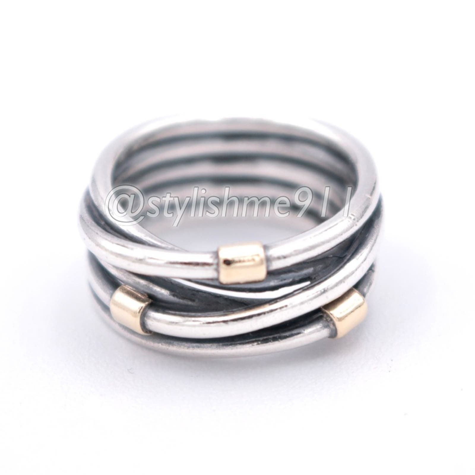 AUTHENTIC PANDORA Silver Rope Ring With Gold 190383 Etsy