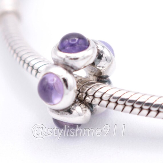 希少な本物のパンドラ アメジスト カボション チャーム - 790538AM