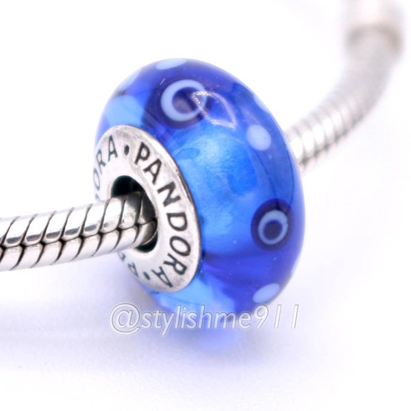 Authentic Pandora Blue Bubbles Glass Murano Charm