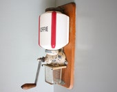 Extremely Rare Wall Mount Coffee Grinder K M Holland, Ceramic Bean Holder Addjustable Metal Grind Mechanism