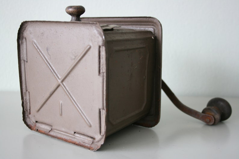 Antique Sheet Metal Manual Coffee Grinder Peugot 1900-1910
