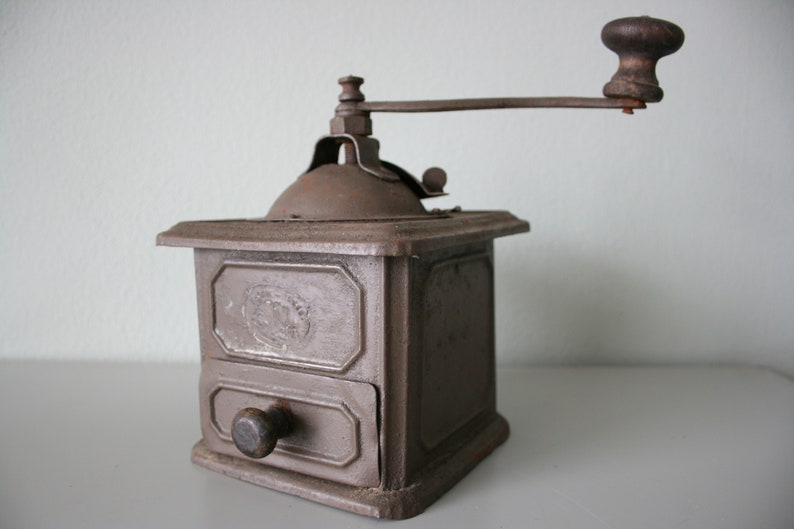 Antique Sheet Metal Manual Coffee Grinder Peugot 1900-1910