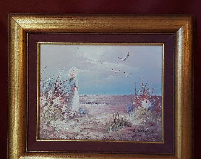 Laura Keswick Oil Painting,1980s Laura Keswick Seascape,pastel 80s