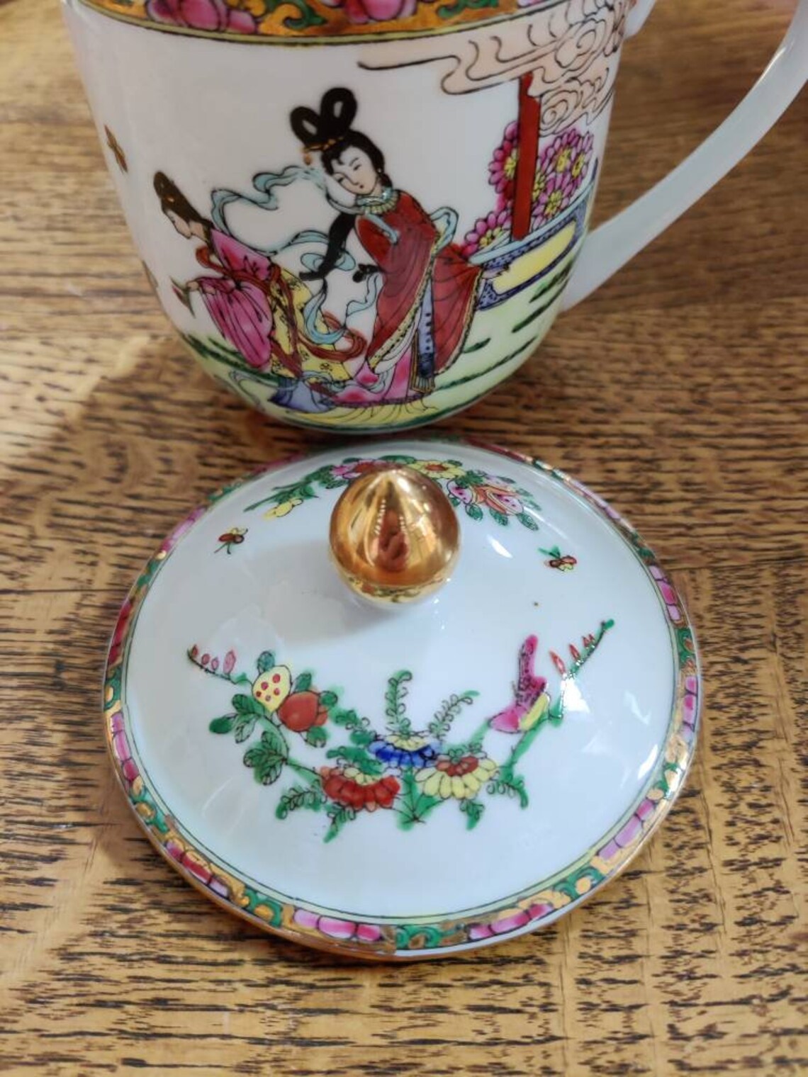 Chinese Porcelain Tea Mug Vintage Tea Cup with LidHand Etsy