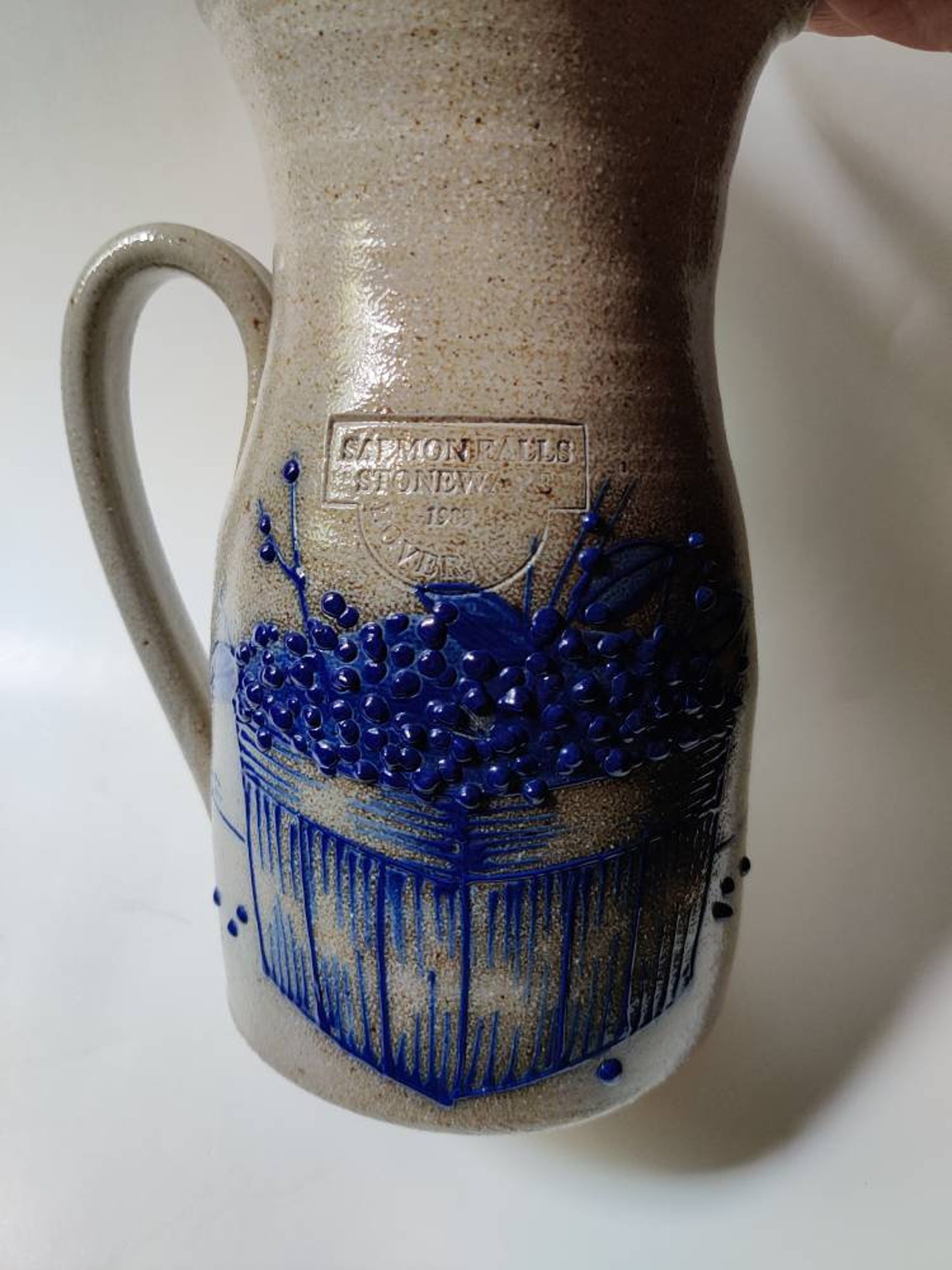 1989 Salmon Falls Pottery Pitcher1.5 Quart Blueberry Etsy