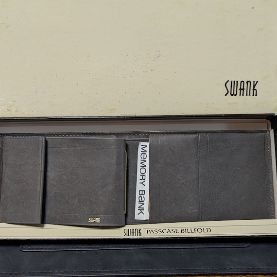 Vintage Swank NIB Men's Wallet, Gray Leather Walle