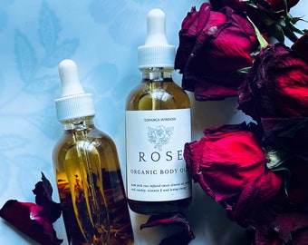 Aceite corporal de rosa orgánica: aceite de masaje multiusos