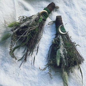 EUCALYPTUS BESOM BROOM / Emerald/ Moon Charm/ Eucalyptus/ Pine Essential Oils/ Mini Broom / Altar Broom /Moon Ritual