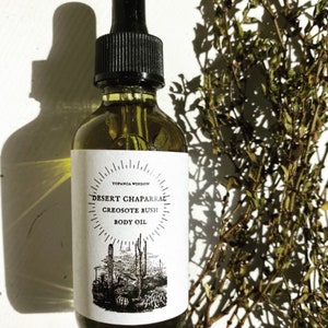 CREOSOTE OIL / Desert Rain /Creosote Bush/ Desert Chaparral/Body Oil / Glass Bottle / Organic Body Oil/