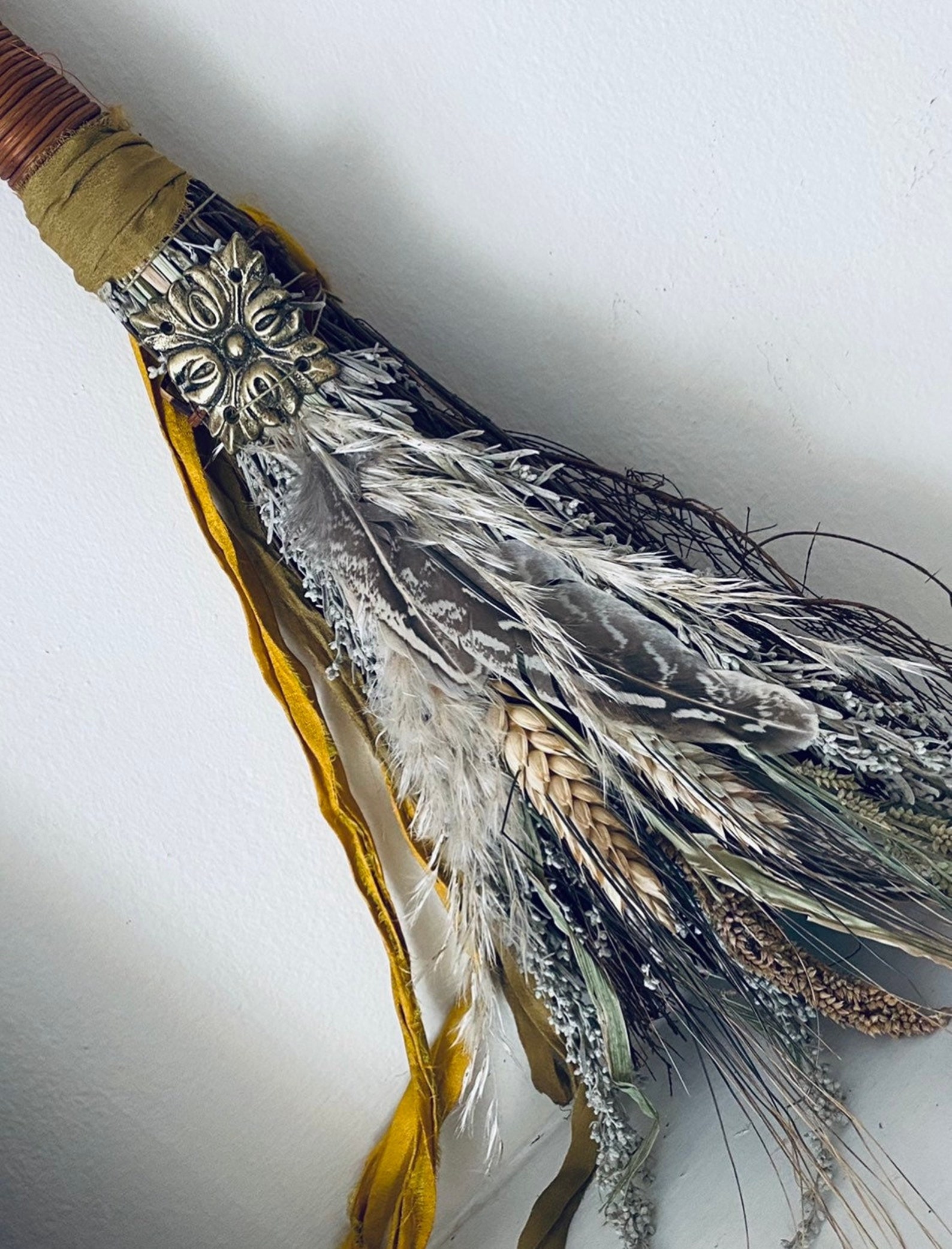 CINNAMON BROOM/ Decorated/ Floral Wall Hanging / Rustic Home Etsy