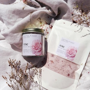 ROSE MILK BATH for Self Love and Inner Peace, Calming Natural Bath Soak, Coconut Milk, Colloidal Oats, Mothers Day Gift